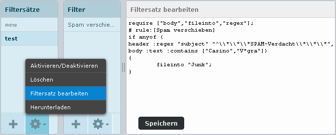 Sieve-Regel bearbeiten